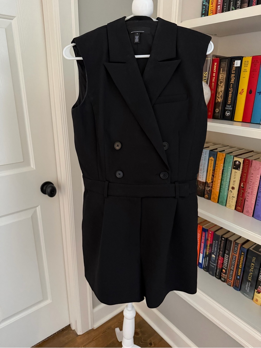 White House Black Market Black Double-Breasted Sleeveless Romper